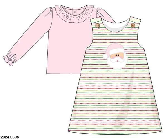 RTS: Holly Jolly Stripes- Girls Knit 2pc Dress