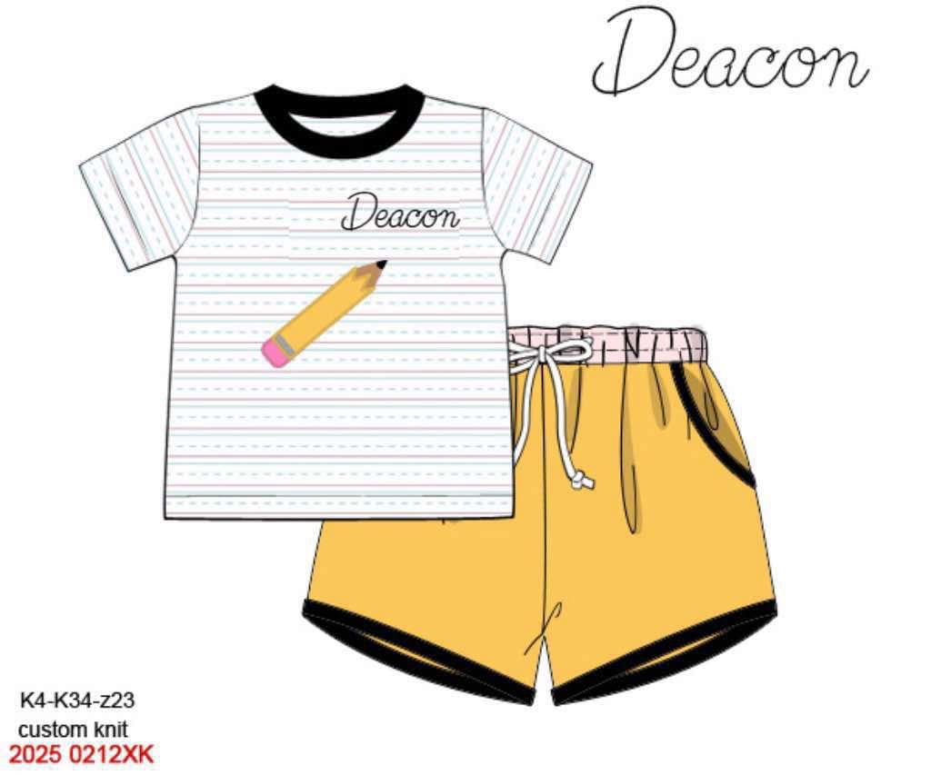 Pre Order 123: No. 2 Pencils- Boys Knit Shortie Set