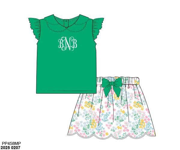 Pre Order 123: Flower Power- Girls Knit Skort Set