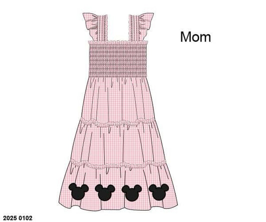 Pre Order 122: Earrey Mouse- Mom/Mini Woven Midi Dress