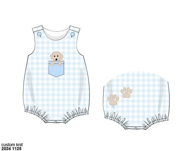 Pre Order 123: Puppy Pocket- Boys Knit Bubble