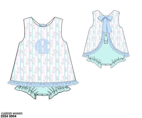 Pre Order 116: Prescott Petals & Plaid- Girls Knit Bubble