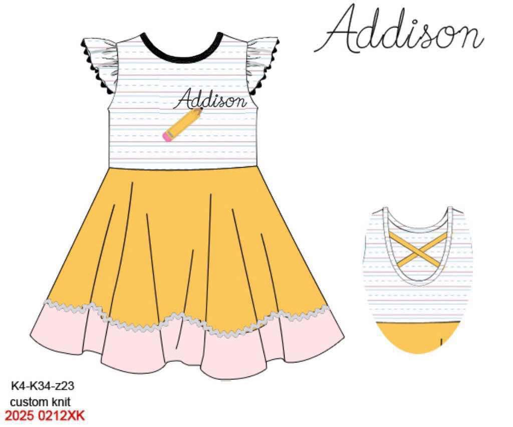 Pre Order 123: No. 2 Pencils- Girls Knit Dress