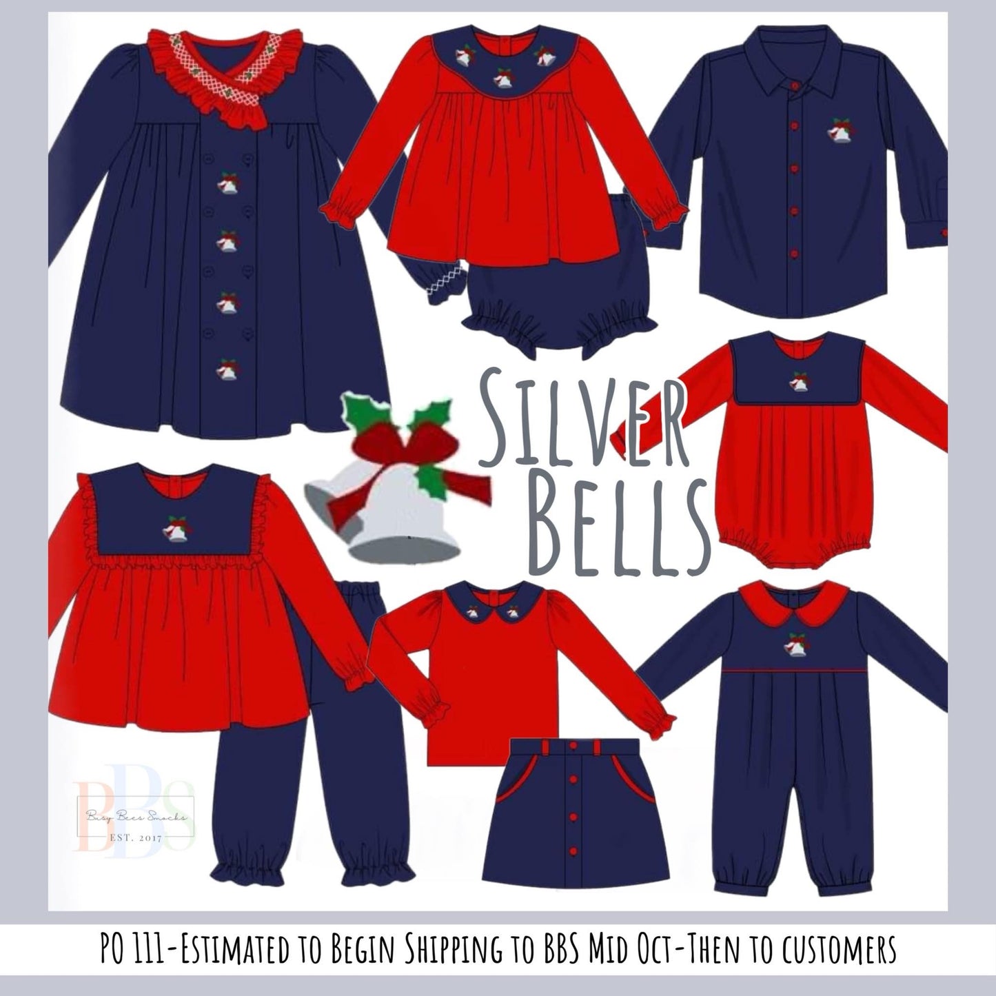 RTS: Silver Bells- Girl Knit Bubble Pant Set