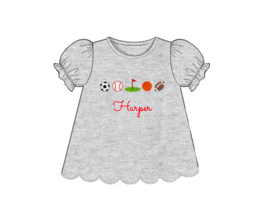 RTS: Multi Sports Collection- French Knot- Girls Knit Shirt "Harper"