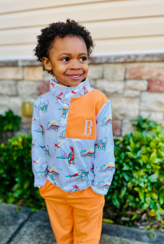 RTS: Knit Jogger Sets- Boys Vintage Dinos (Without Monogram)