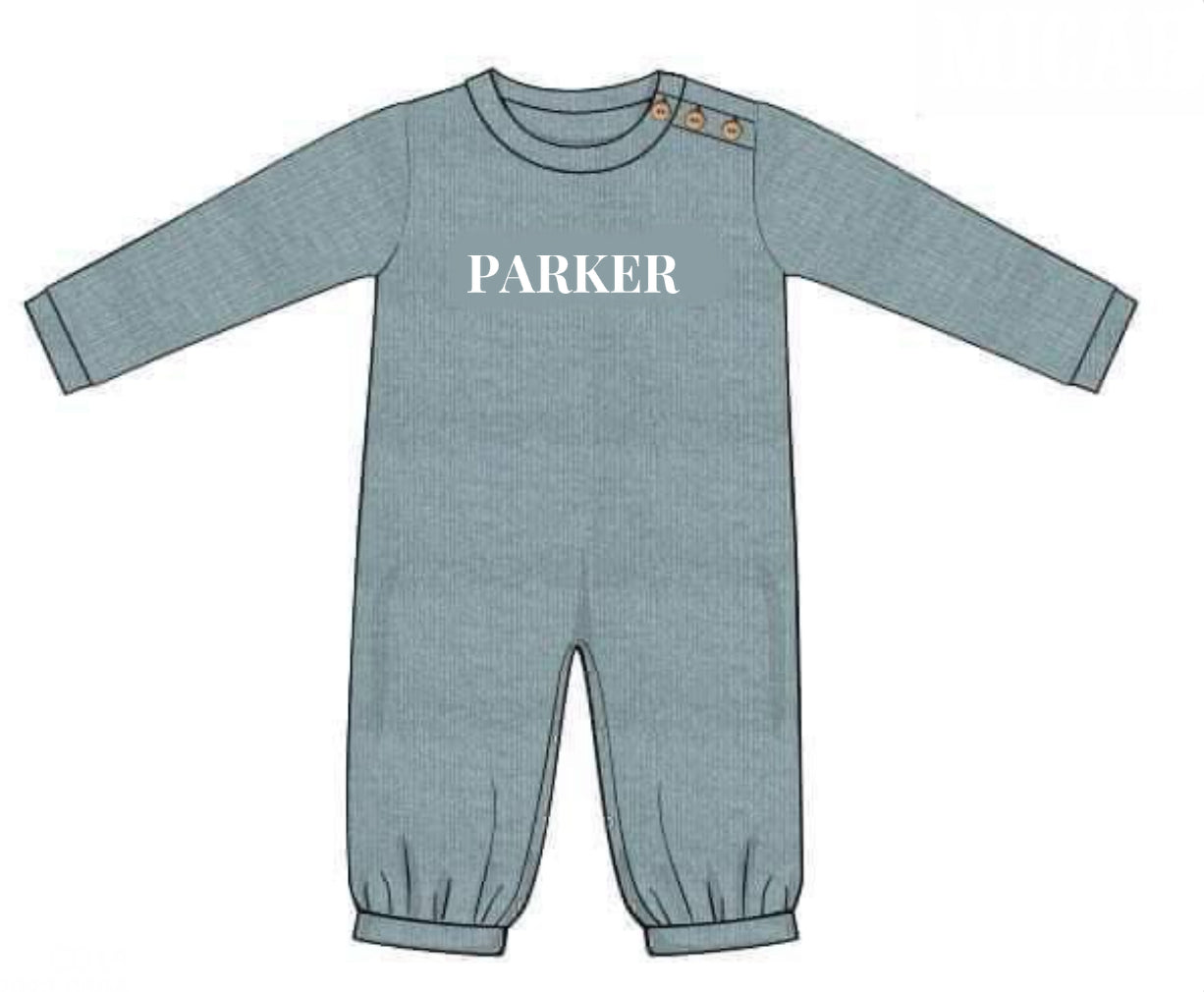 RTS: Fall Sweaters- Boys Blue Romper "Parker"