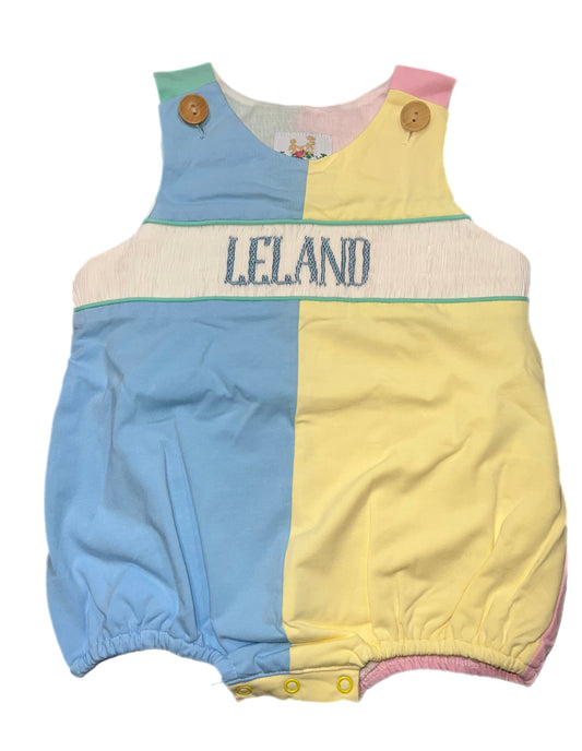 RTS: Colorblock Family Collection- Boys Name Smock Knit Bubble “Leland”